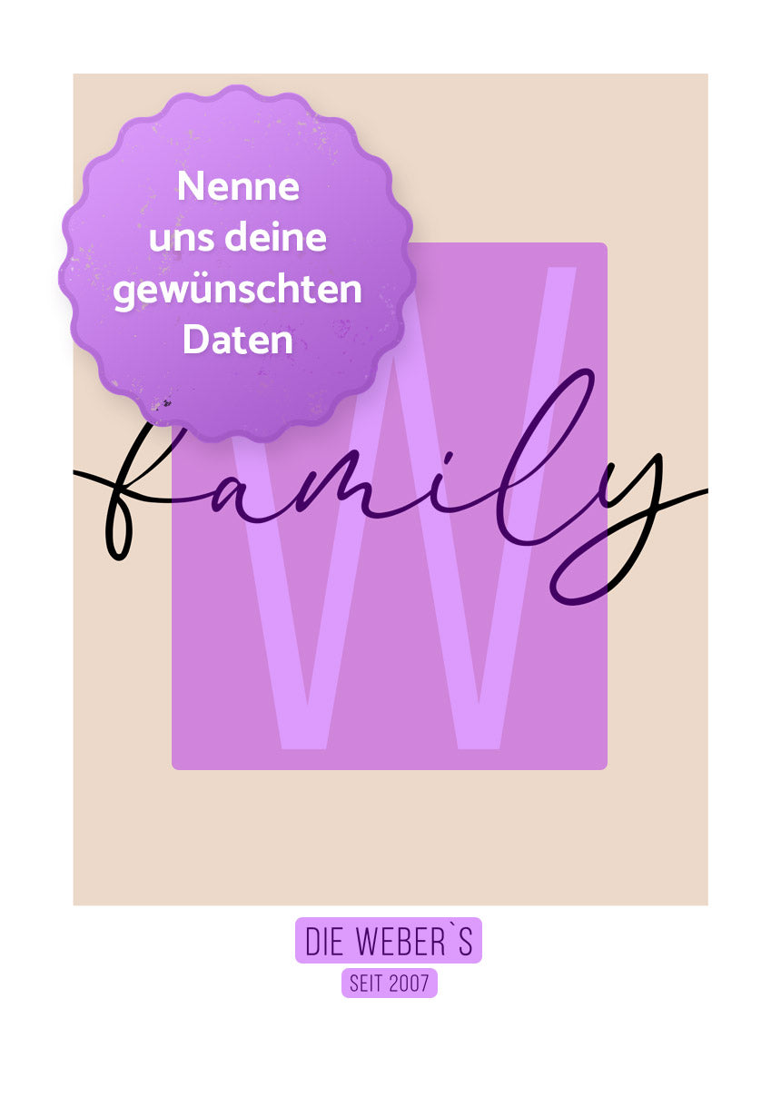 Personalisierbares Familienposter mit Name und Jahr personalisierbare Fläche