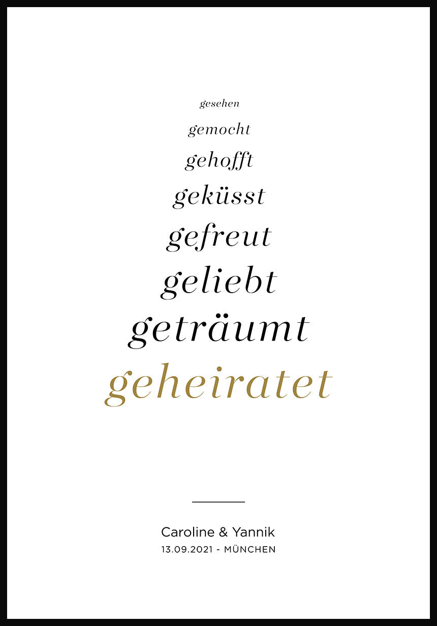 Personalisiertes Poster Hochzeit Lovestory
