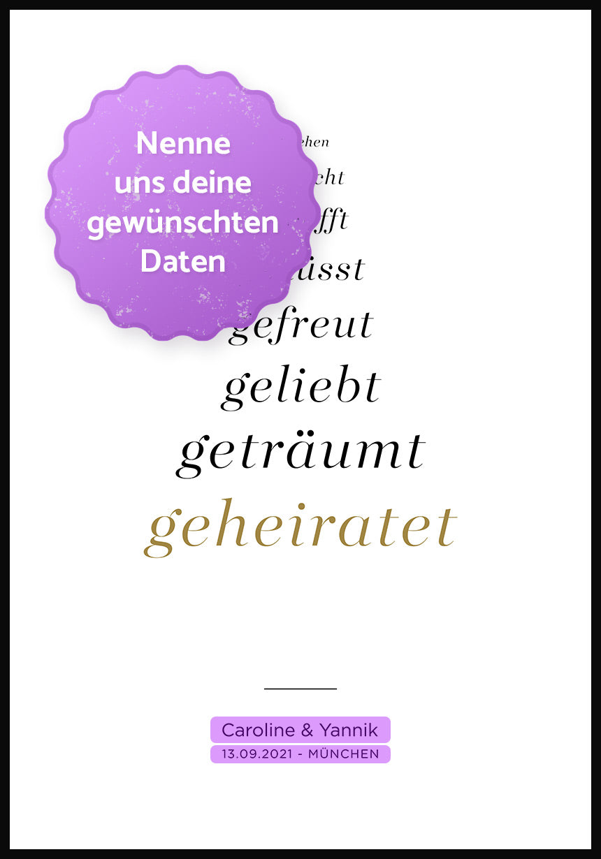Personalisiertes Poster Hochzeit Lovestory Details