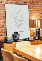 Personalisierbares Paar-Poster mit Händen im Wohnzimmer