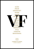 personalisiertes Paar  Poster Hochzeit Liste mit Eigenschaften