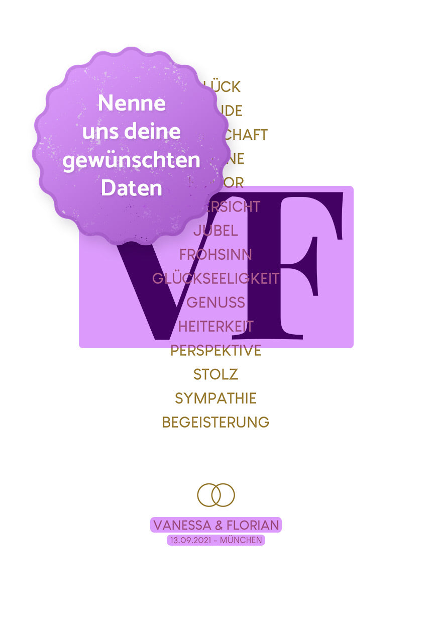 personalisiertes Paar  Poster Hochzeit Liste mit Eigenschaften personalisierbare Details