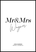 personalisiertes Poster Hochzeit Mr und Mrs
