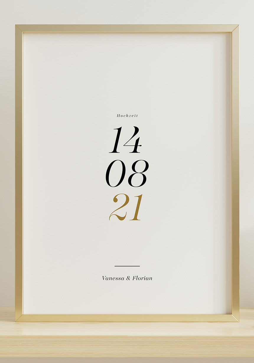 Personalisiertes Poster Hochzeit mit Datum im Rahmen