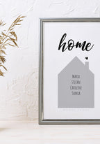 personalisierbares Poster Wohnort und Familie an Wand