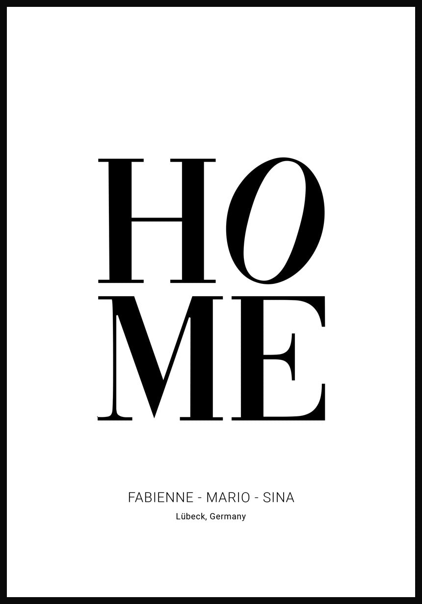 Personalisiertes Poster Home mit Namen und Wohnort