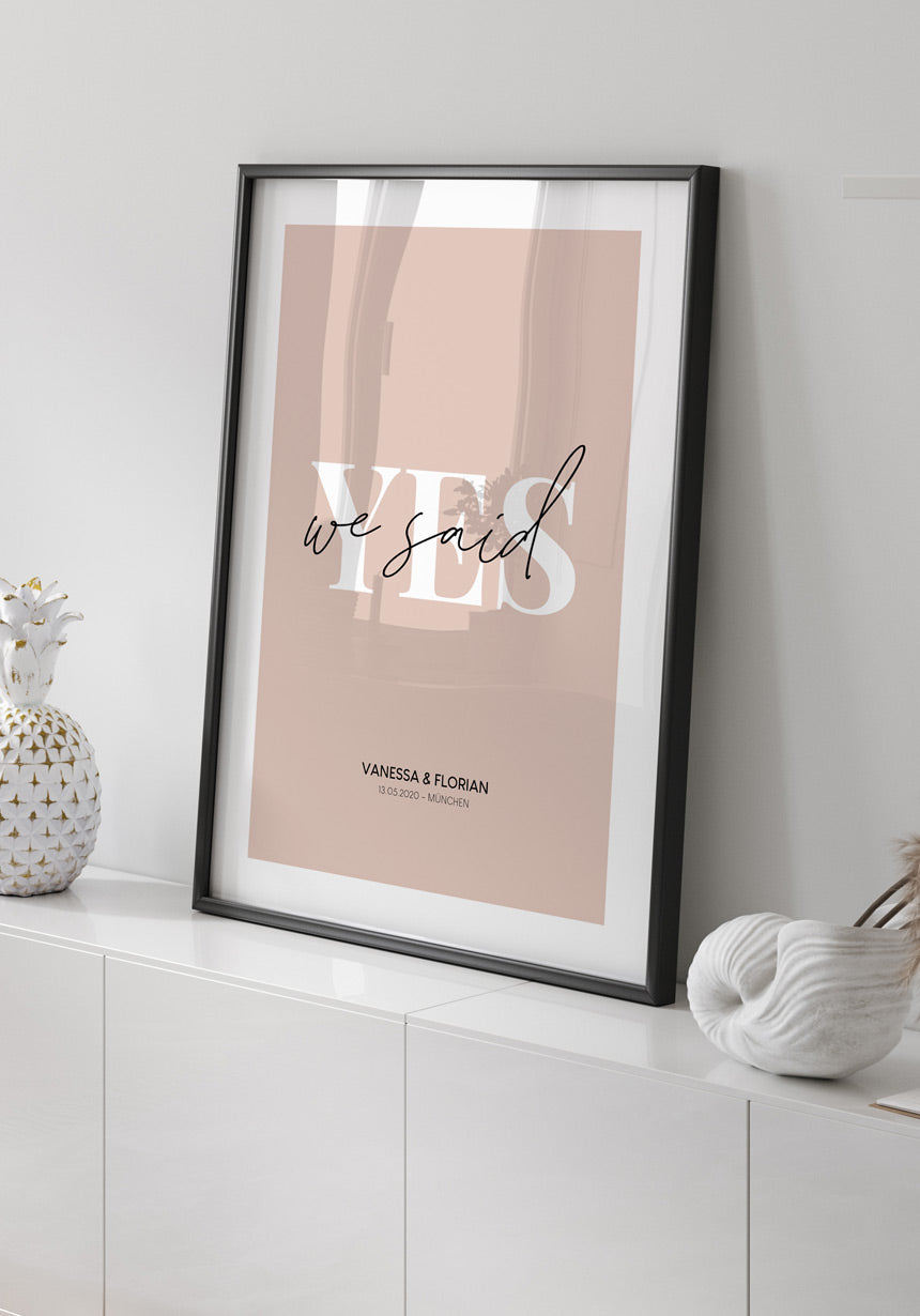Personalisierbares Poster we said yes Wohnzimmer