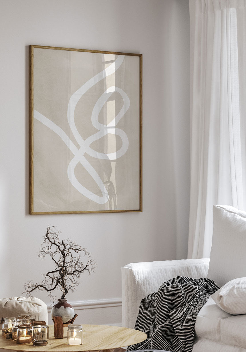 Poster abstract white line in the living room