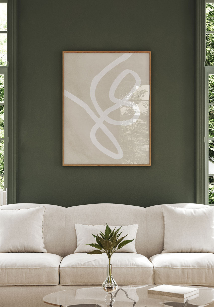 Poster abstract white line in the living room