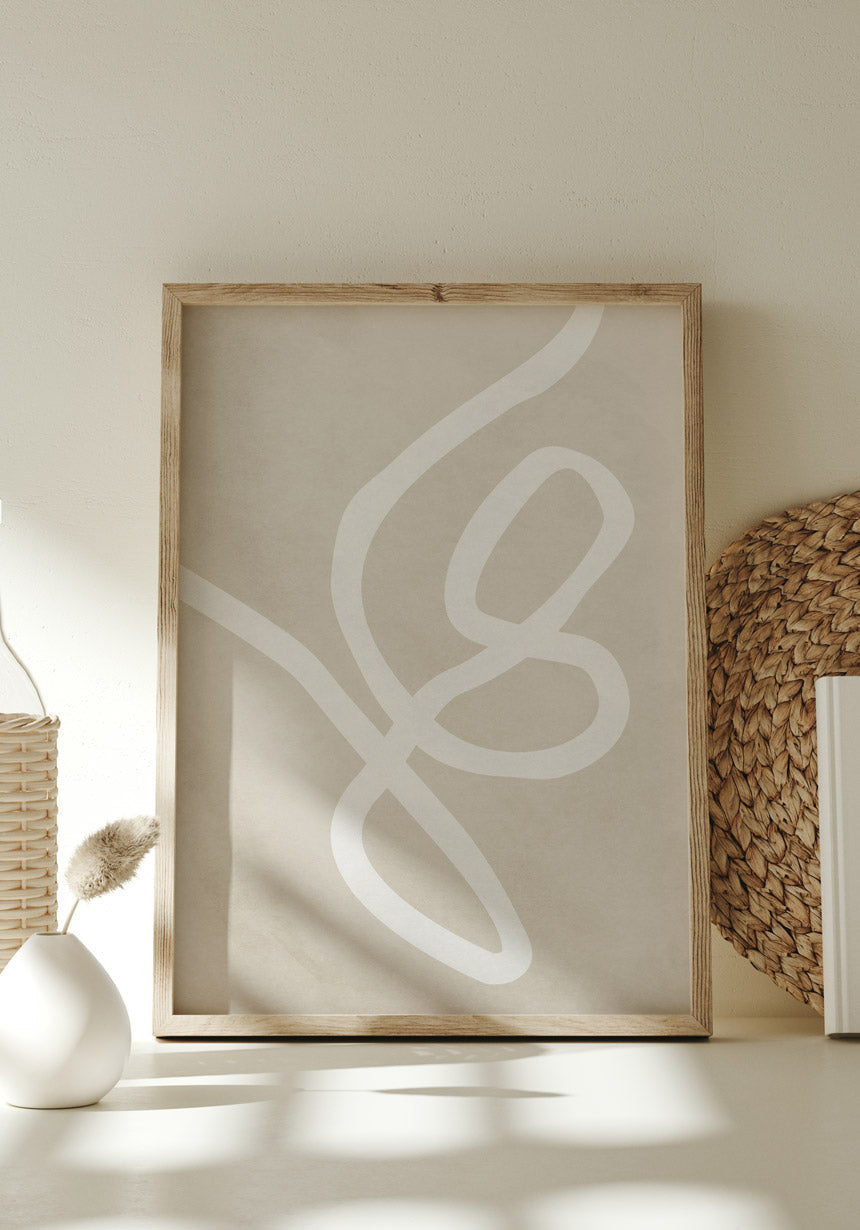 Poster abstract white line in wooden frame
