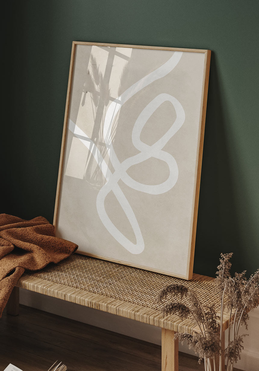 Poster abstract white line on green wall