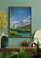 Illustrated Poster Allgäu with Bergen Picture Frame