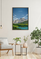 Illustrated Poster Allgäu with Bergen Image Motiv