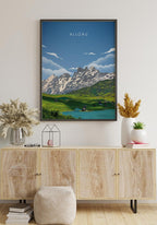 Illustrated poster Allgäu with mountains beautiful poster