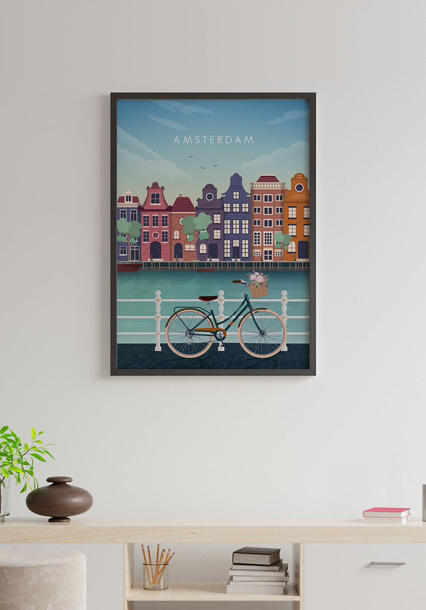 Illustrated Poster Amsterdam Wall Deco