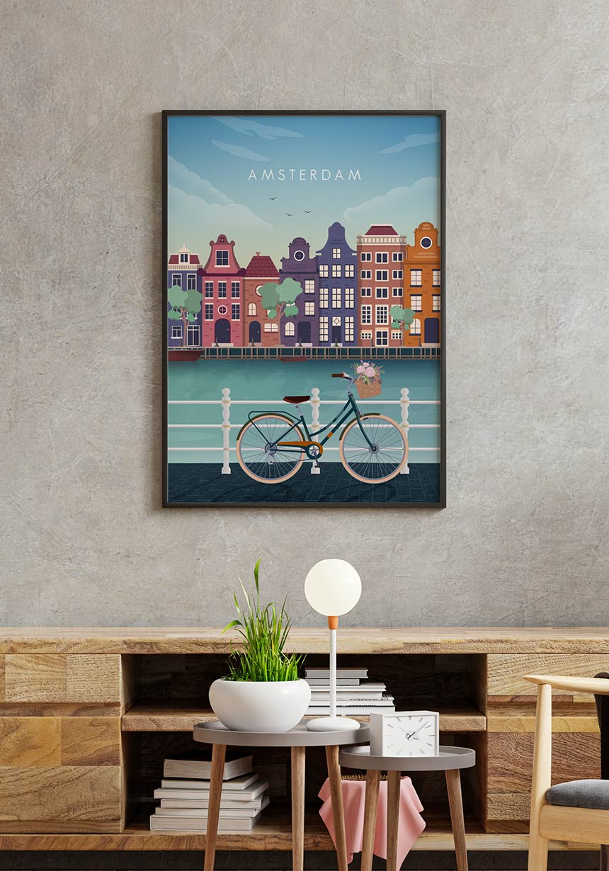 Illustrated Poster Amsterdam Gift