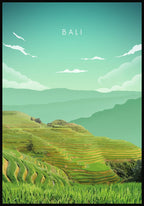 Illustrated poster Bali rice terraces