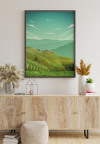 Illustrated Poster Bali Rice Terraces Gift