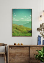 Illustrated Poster Bali Rice Terraces for Home