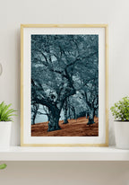 Blue trees brown floor poster wall decoration