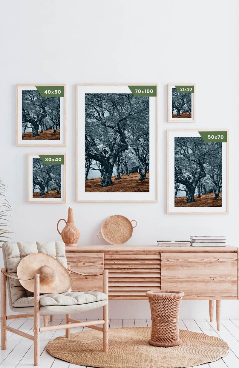 Blue trees brown soil poster sizes