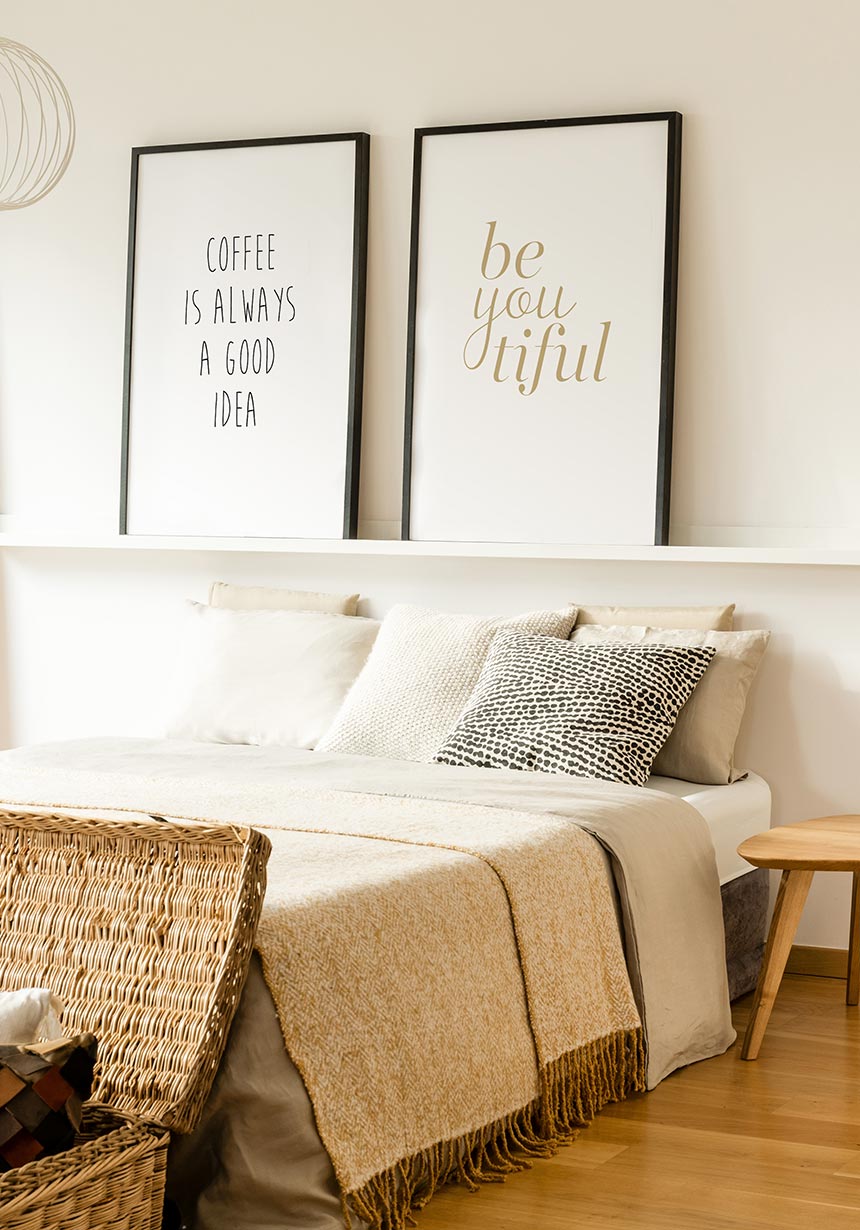 Be you tiful Typography Poster Wall Deco black