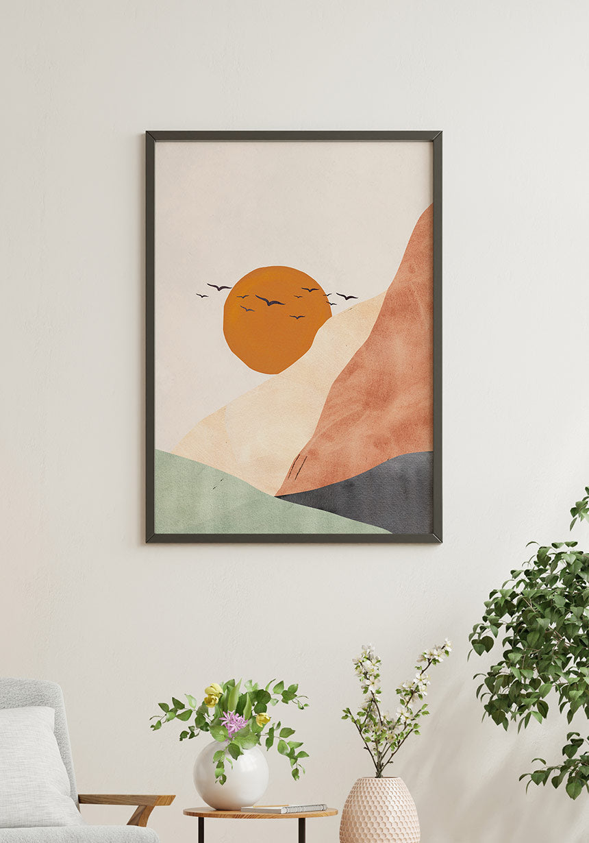 Poster mountain and valley Luna e sole on white wall
