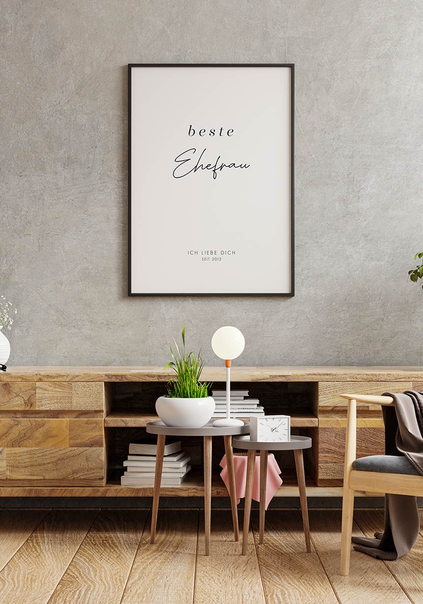 Beste Ehefrau personalisiertes Poster ich liebe dich