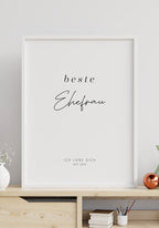 Beste Ehefrau personalisiertes Poster mit Jahreszahl