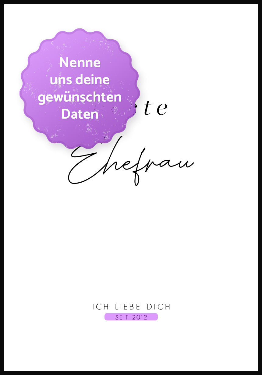 Beste Ehefrau personalisiertes Poster deine Daten