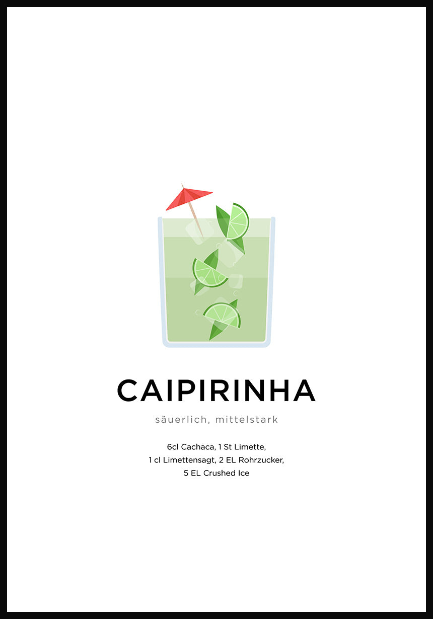Caipirinha Cocktail Poster with Preparation