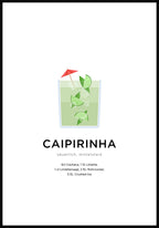 Caipirinha Cocktail Poster with Preparation