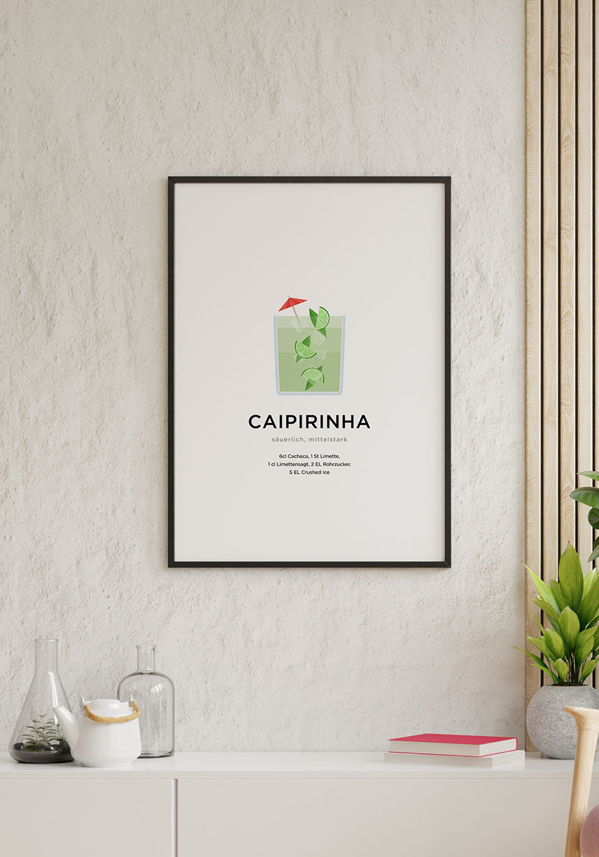 Caipirinha Cocktail Poster black frame