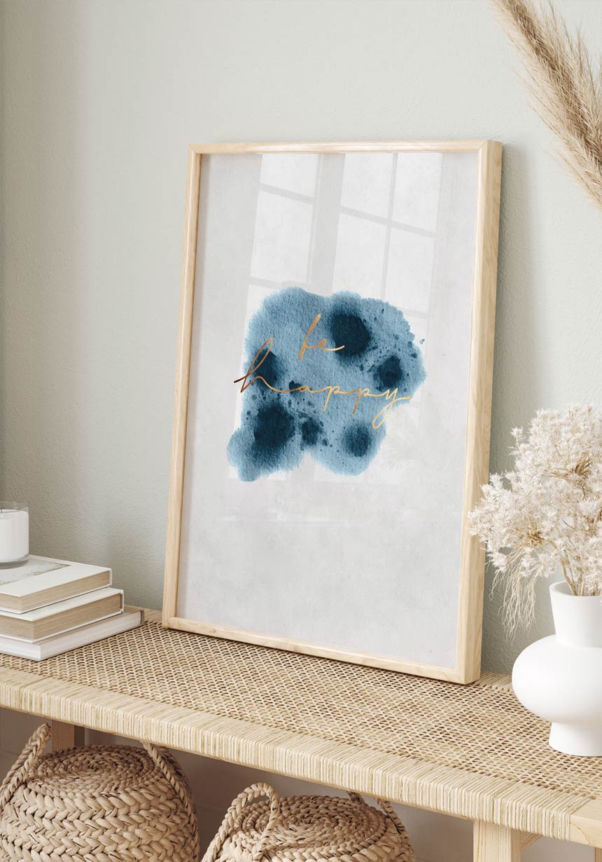 Poster Calm Watercolors Be Happy Picture Frame