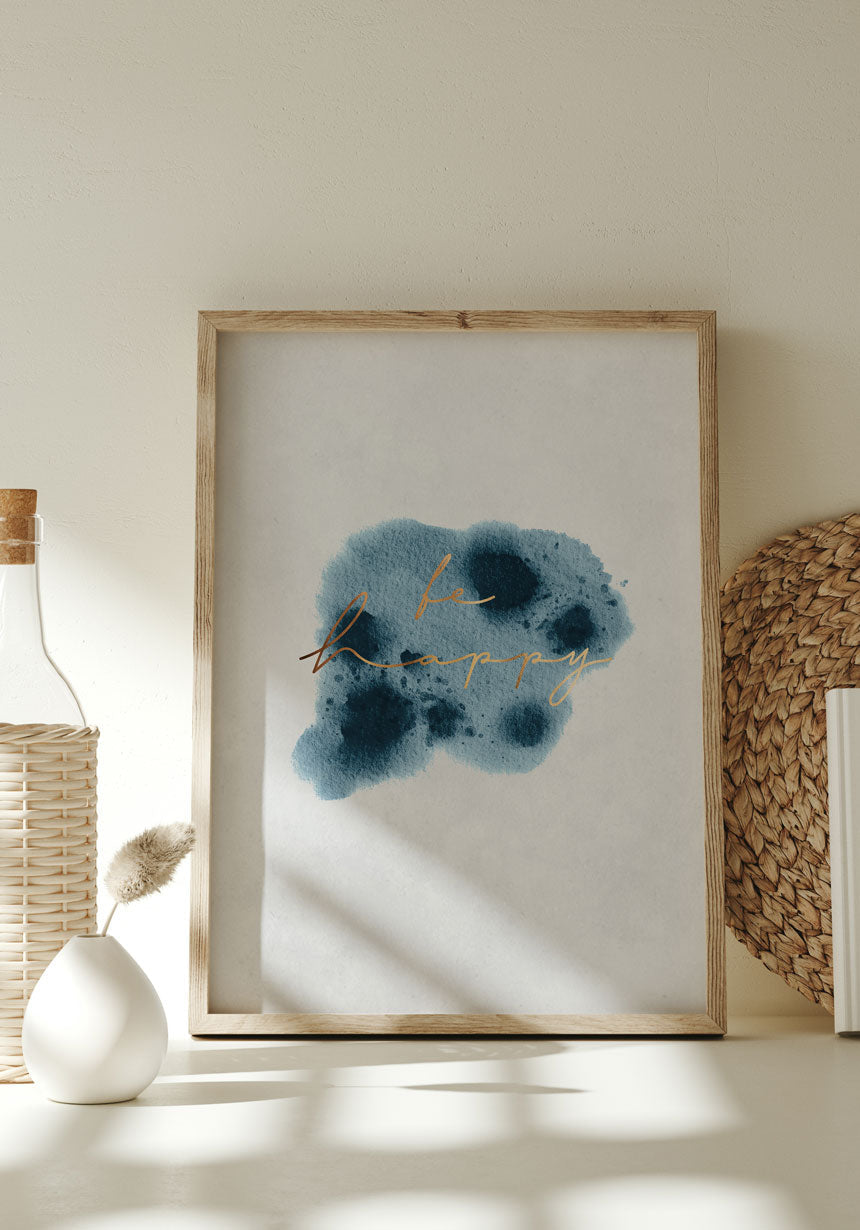 Poster Calm Watercolors Be Happy for Home