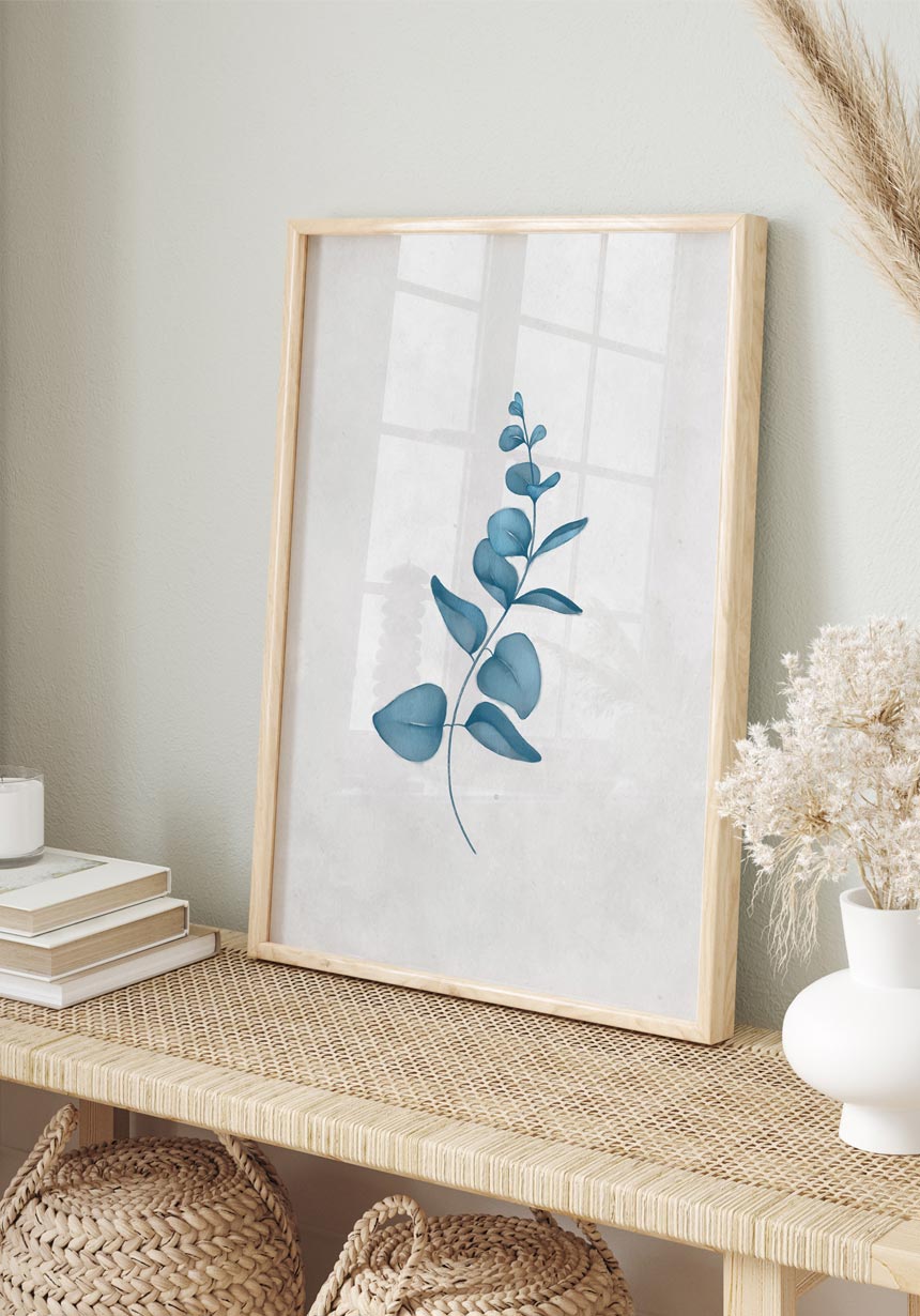 Poster Calm Watercolors Eucalyptus in wooden frame