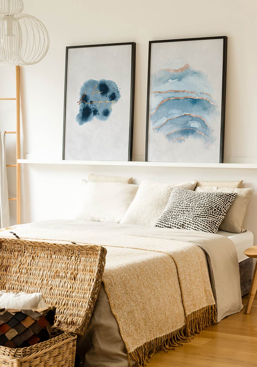 Poster Calm Watercolors marbled in the bedroom