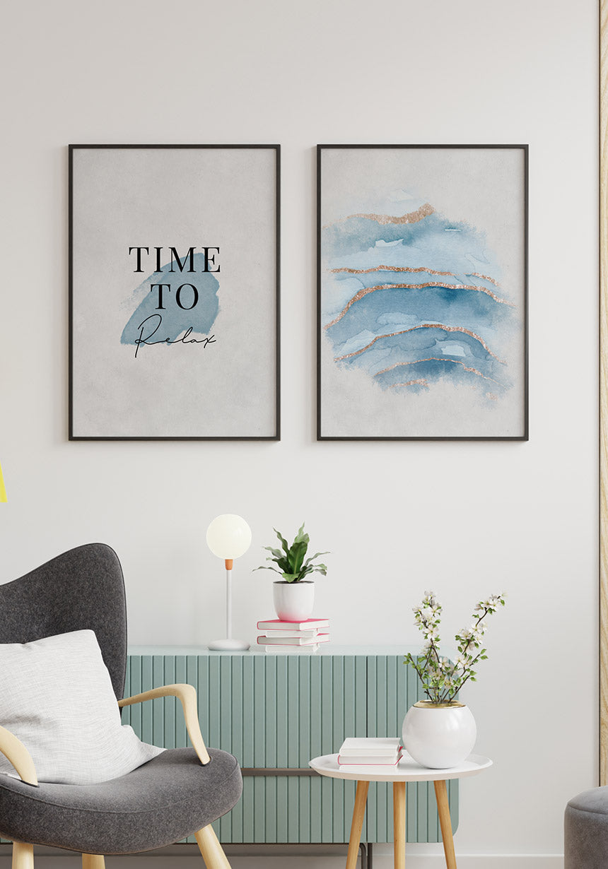 Poster Calm Watercolors Time to relax as picture wall