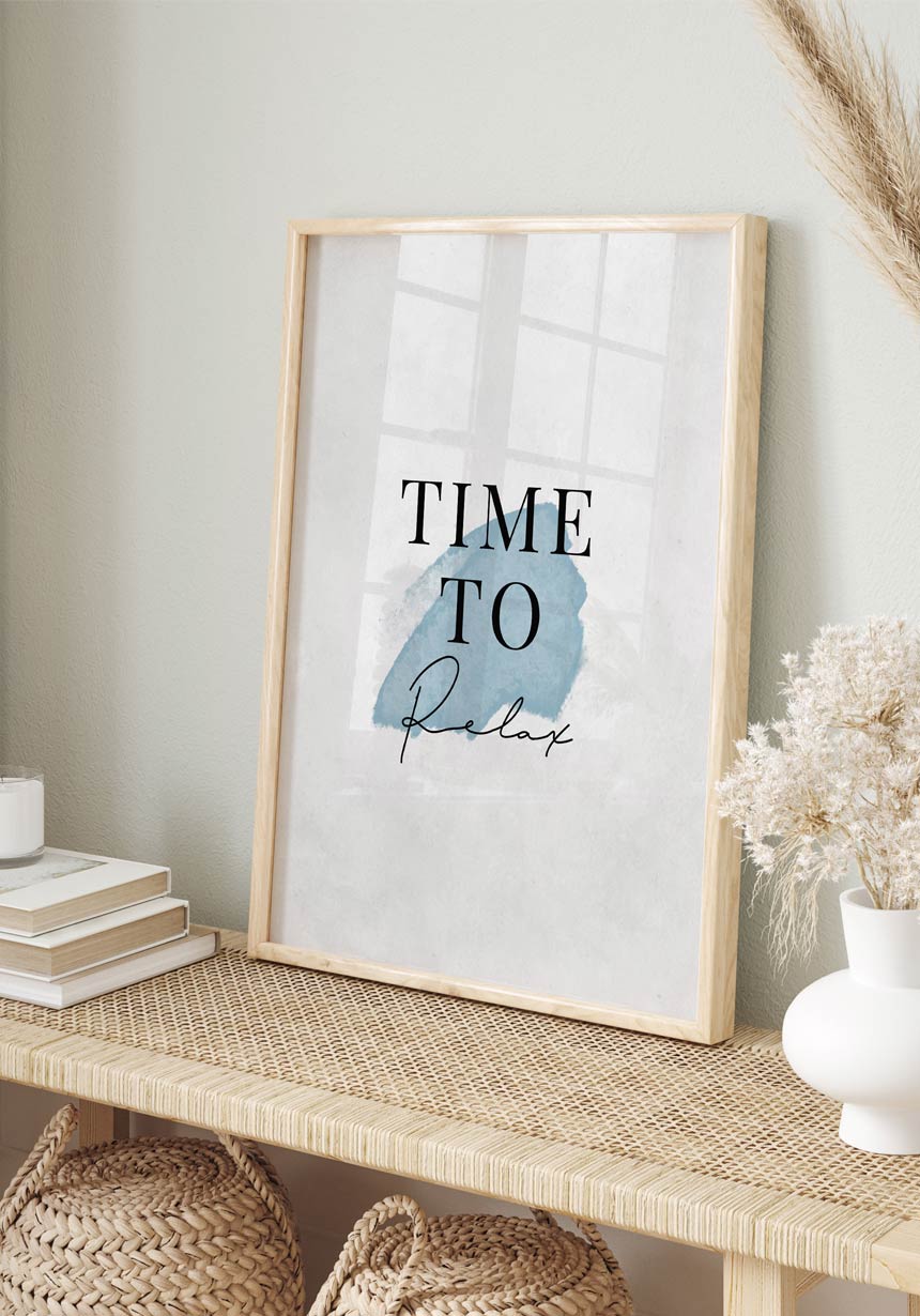 Poster Calm Watercolors Time to relax in the wooden frame