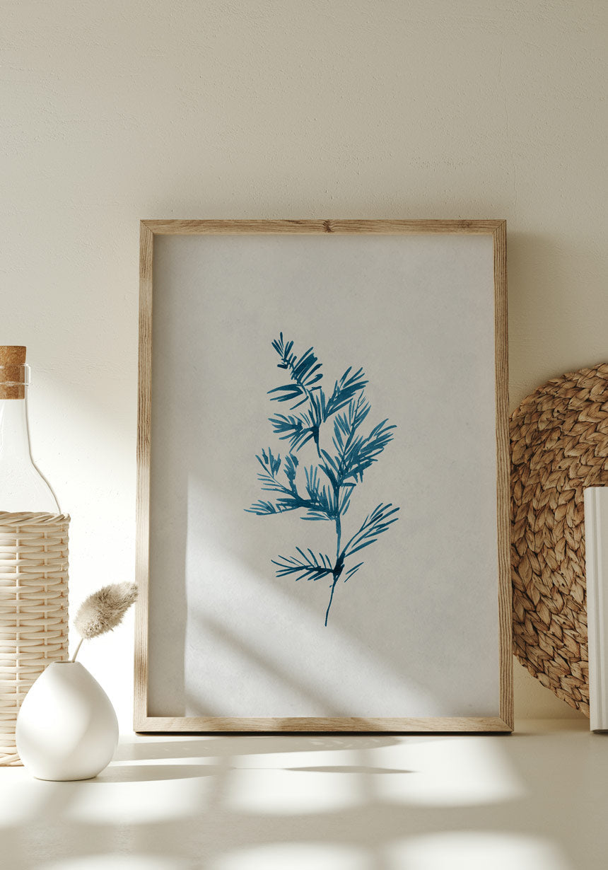 Poster Calm Watercolors Krätuer Zweig Bedroom Poster
