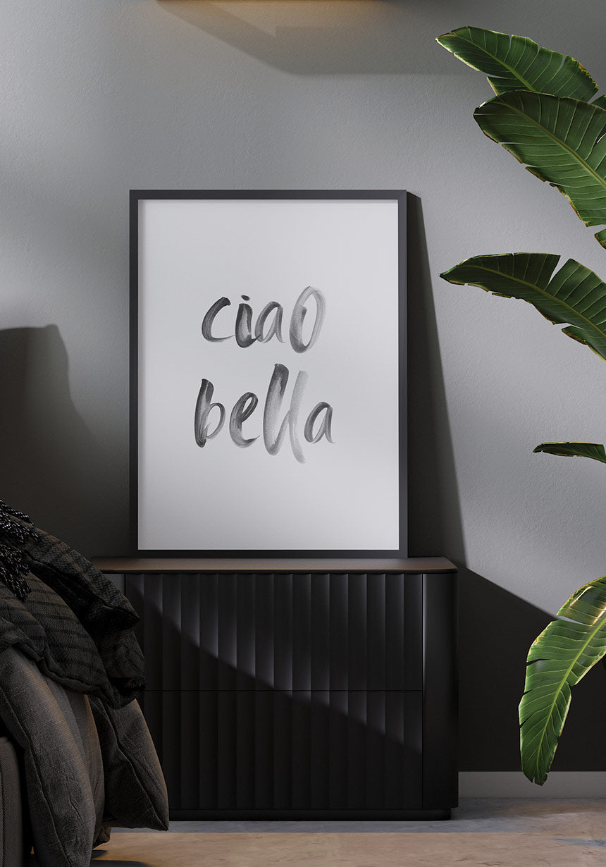 Poster Ciao Bella Typography Brush in the Bedroom