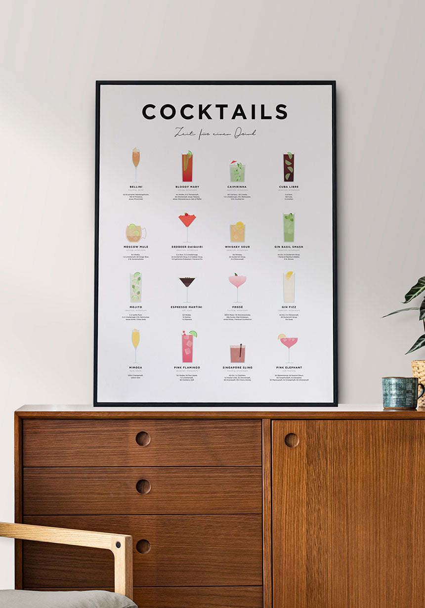 Poster cocktail and preparation with picture frame