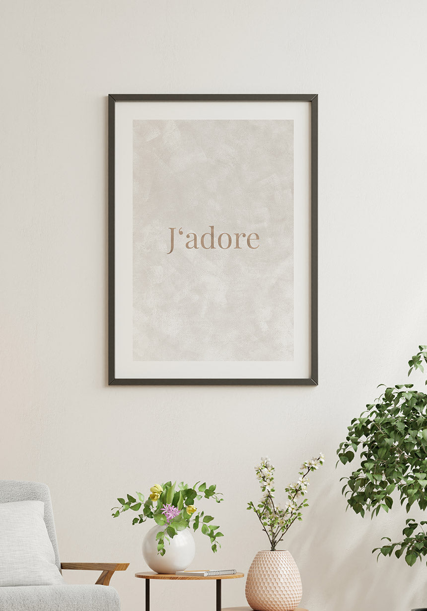J'adore Typography Poster in Copper