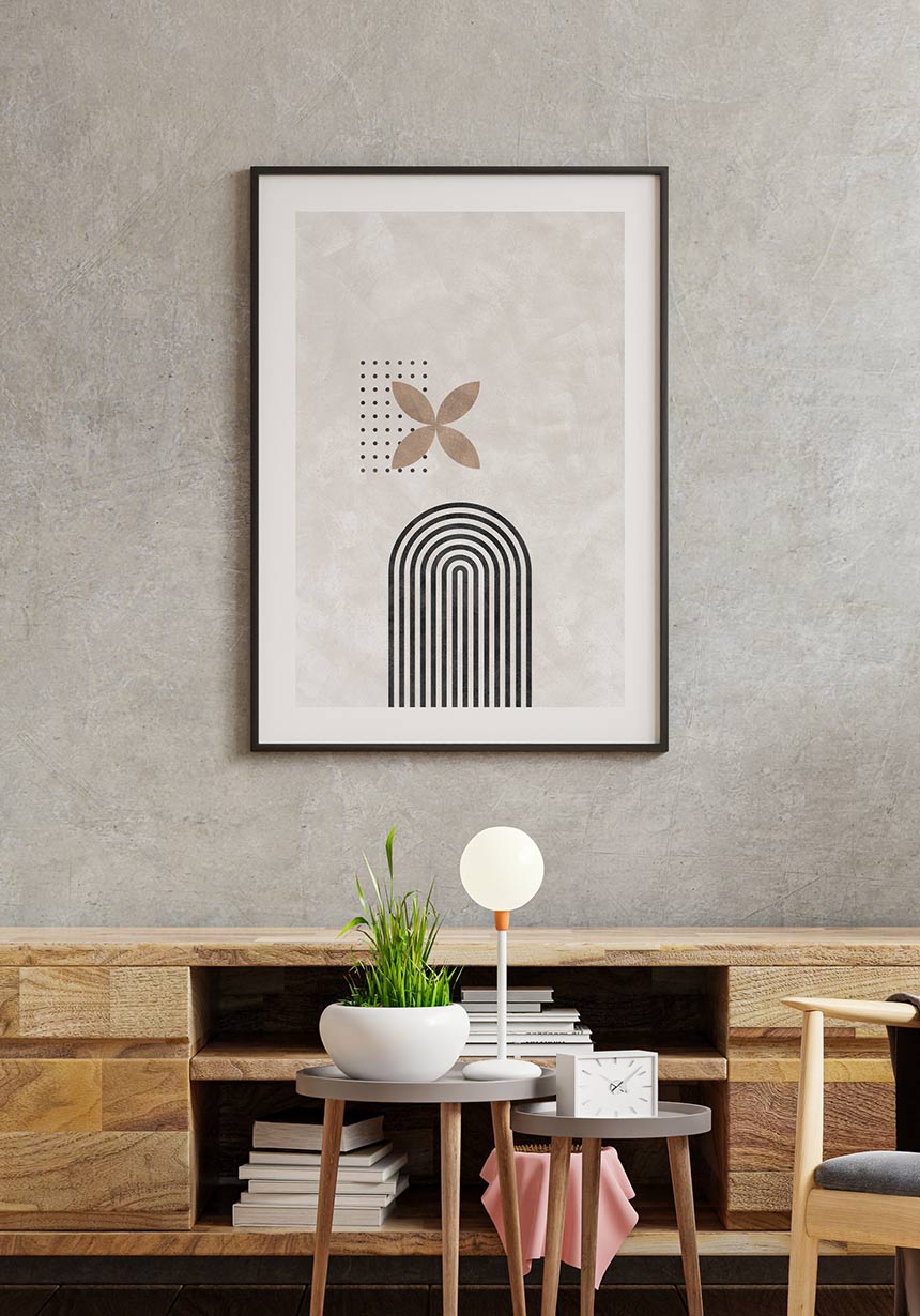 Lines and Circles Bauhaus Poster within the framework