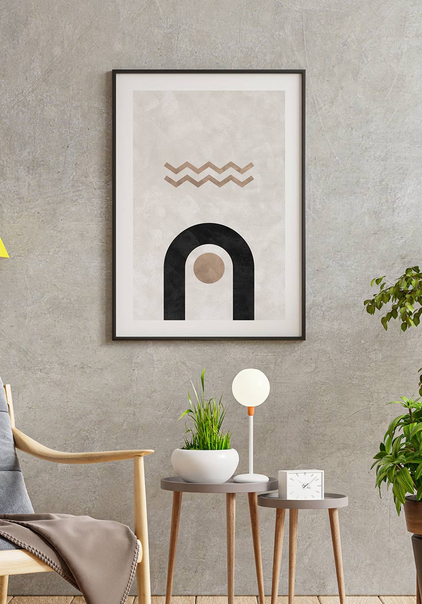 Circle and Wave Geometry Poster with Texture