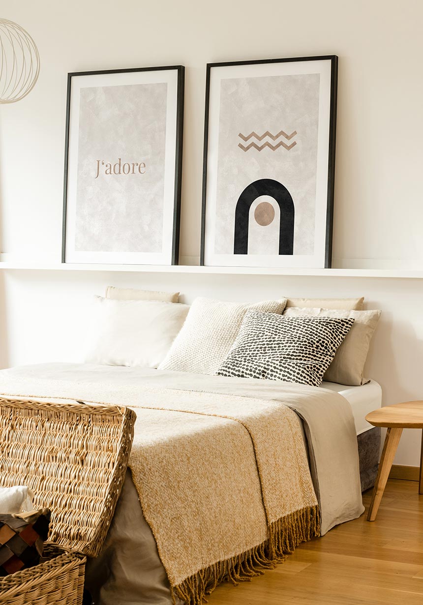 Circle and Wave Geometry Poster Modern Wall Deco