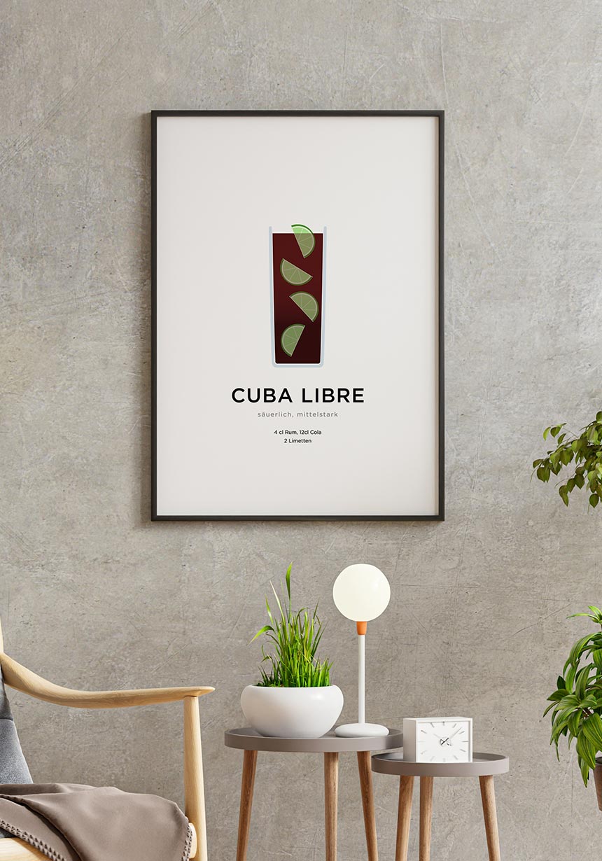 Cuba Libre Cocktail Poster with Picture Frame