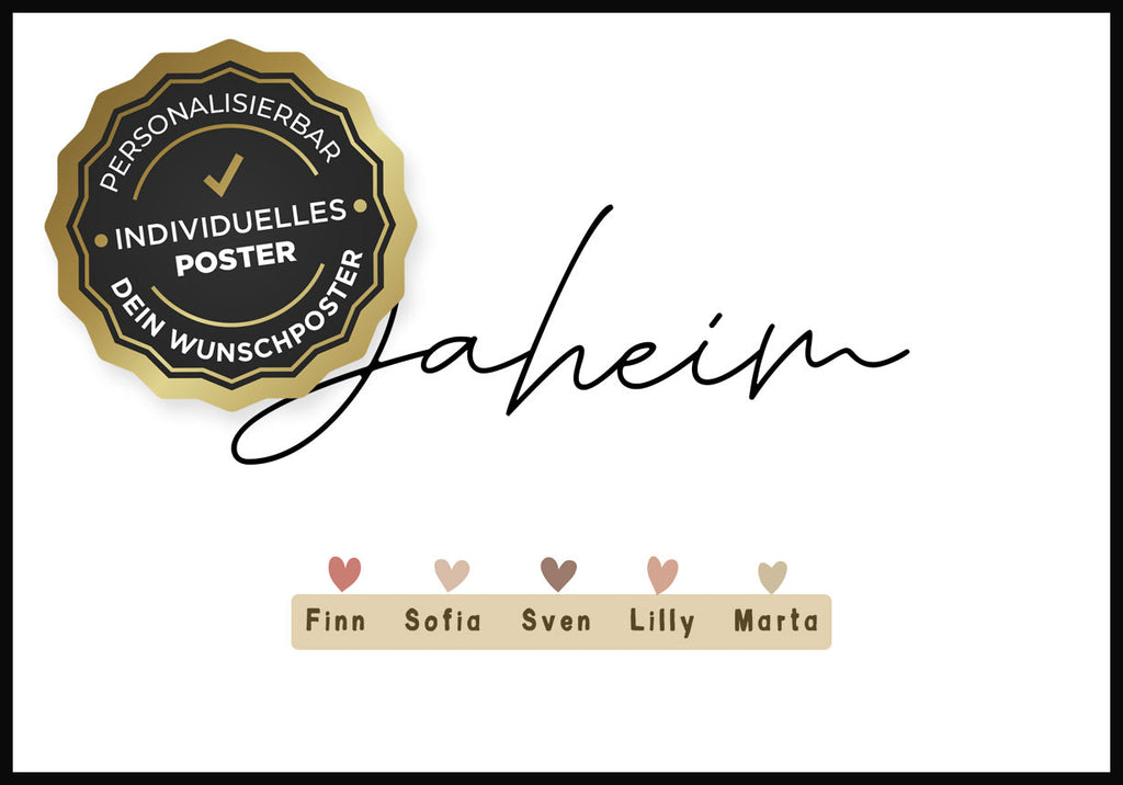 Personalisierbares Poster Daheim personalisierbare Flächen