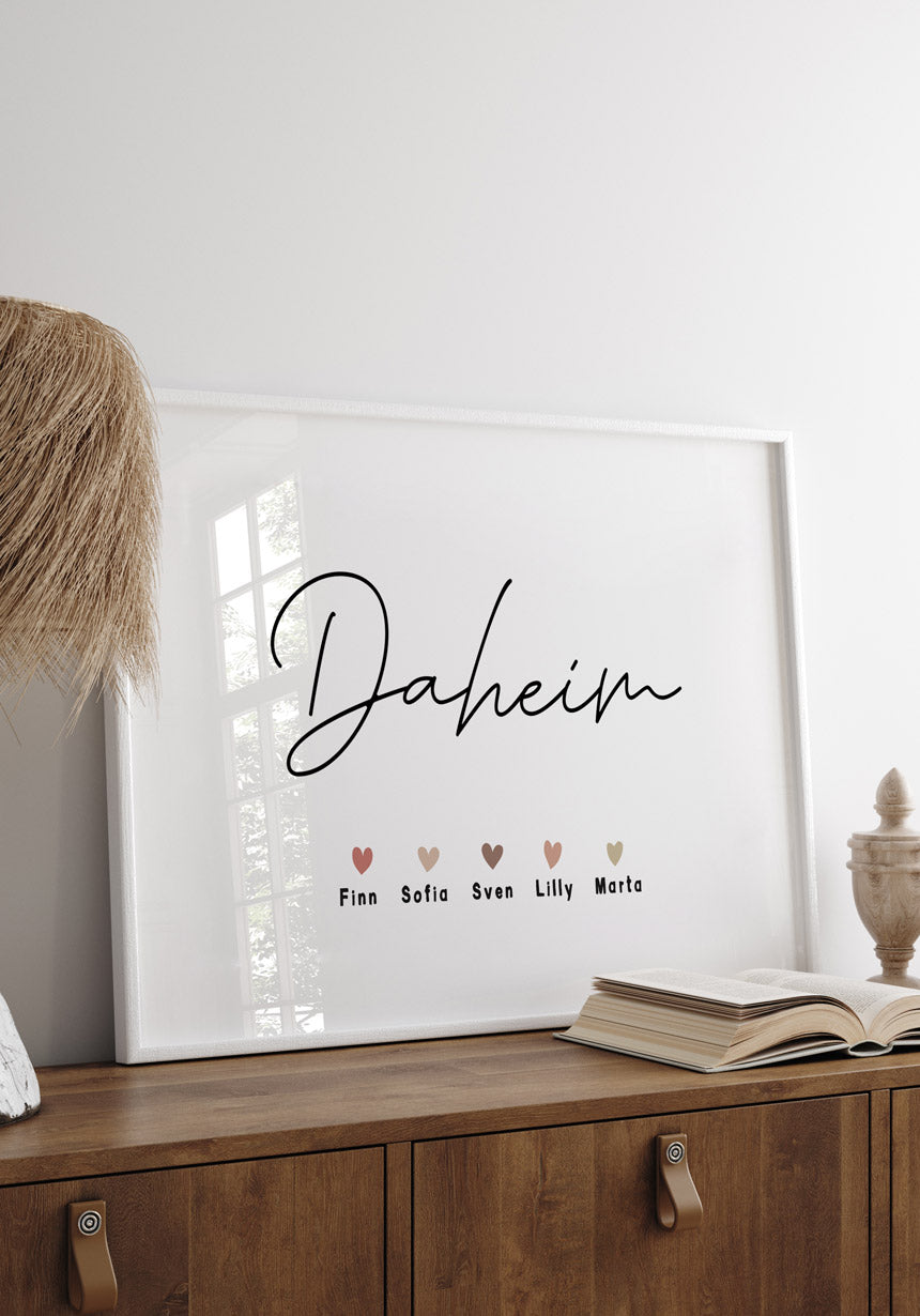 Personalisierbares Poster Daheim mit Namen