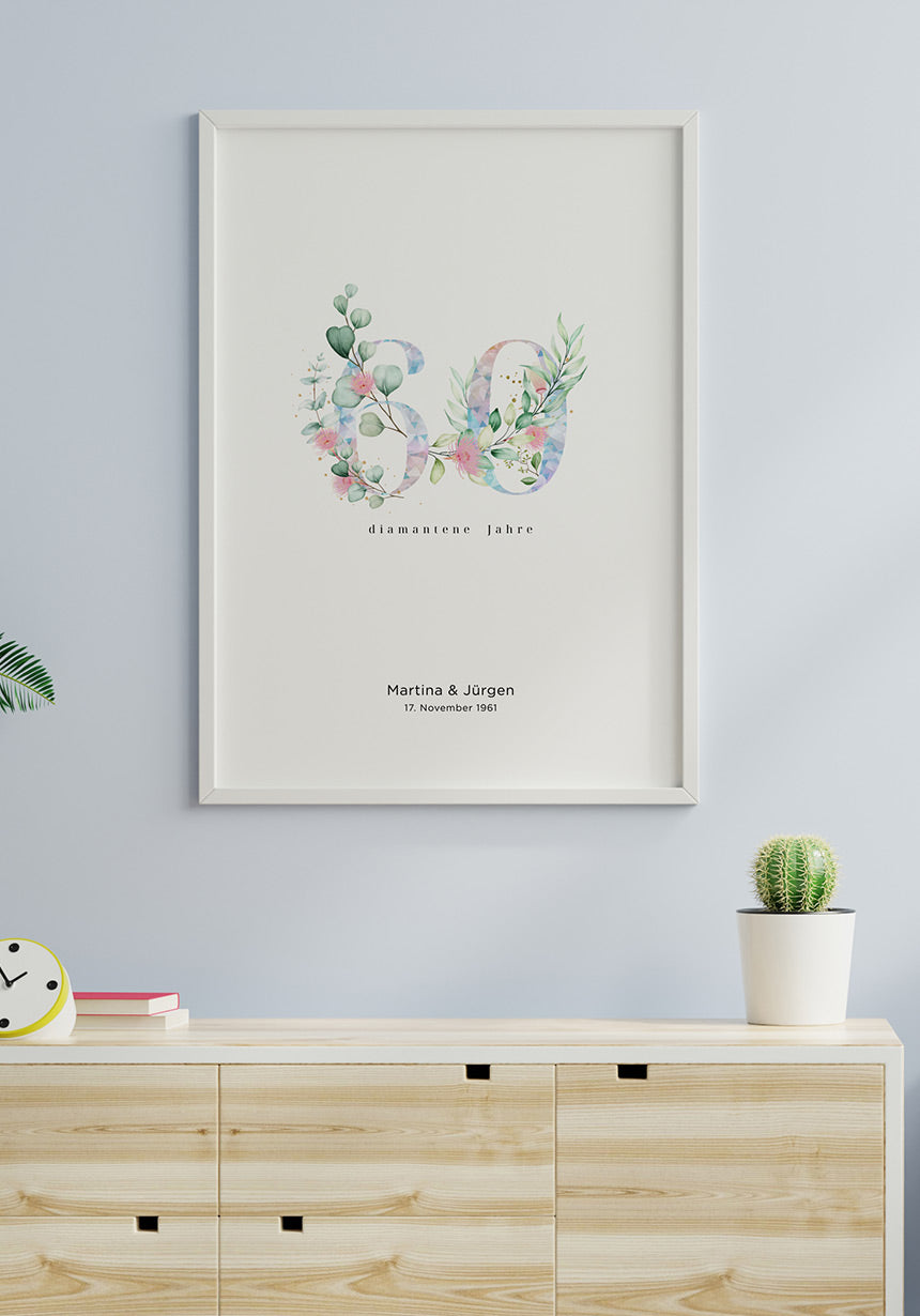 Diamant Hochzeit - Personalisierbares Poster 60 Jahre